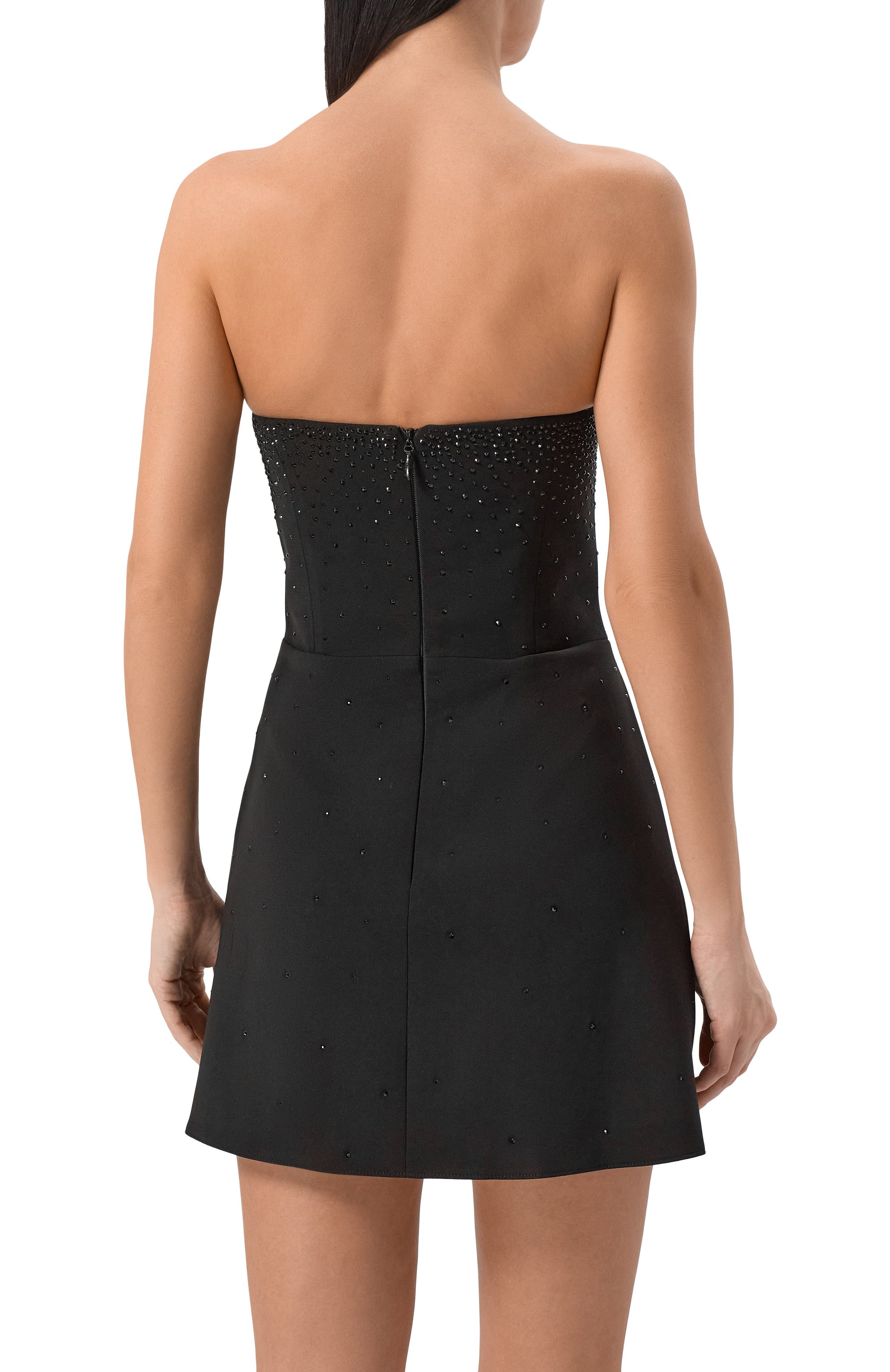 Платье с отделкой стразами SASHA KIM черного цвета по цене 119900 руб., арт. SK-00001778, фото 3 Платье с отделкой стразами SASHA KIM, арт. SK-00001778, фото 3