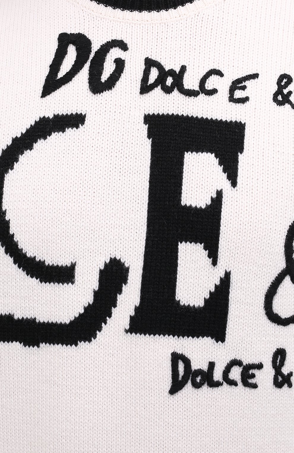 Шерстяной свитер DOLCE & GABBANA белого цвета по цене 222500 руб., арт. GXC03Z/JAVYP, фото 6 Шерстяной свитер DOLCE & GABBANA, арт. GXC03Z/JAVYP, фото 6