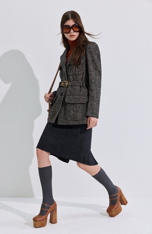 Шерстяной жакет Chloé CH26SVE10263 Коричневый  CH26SVE10263 Фото 6