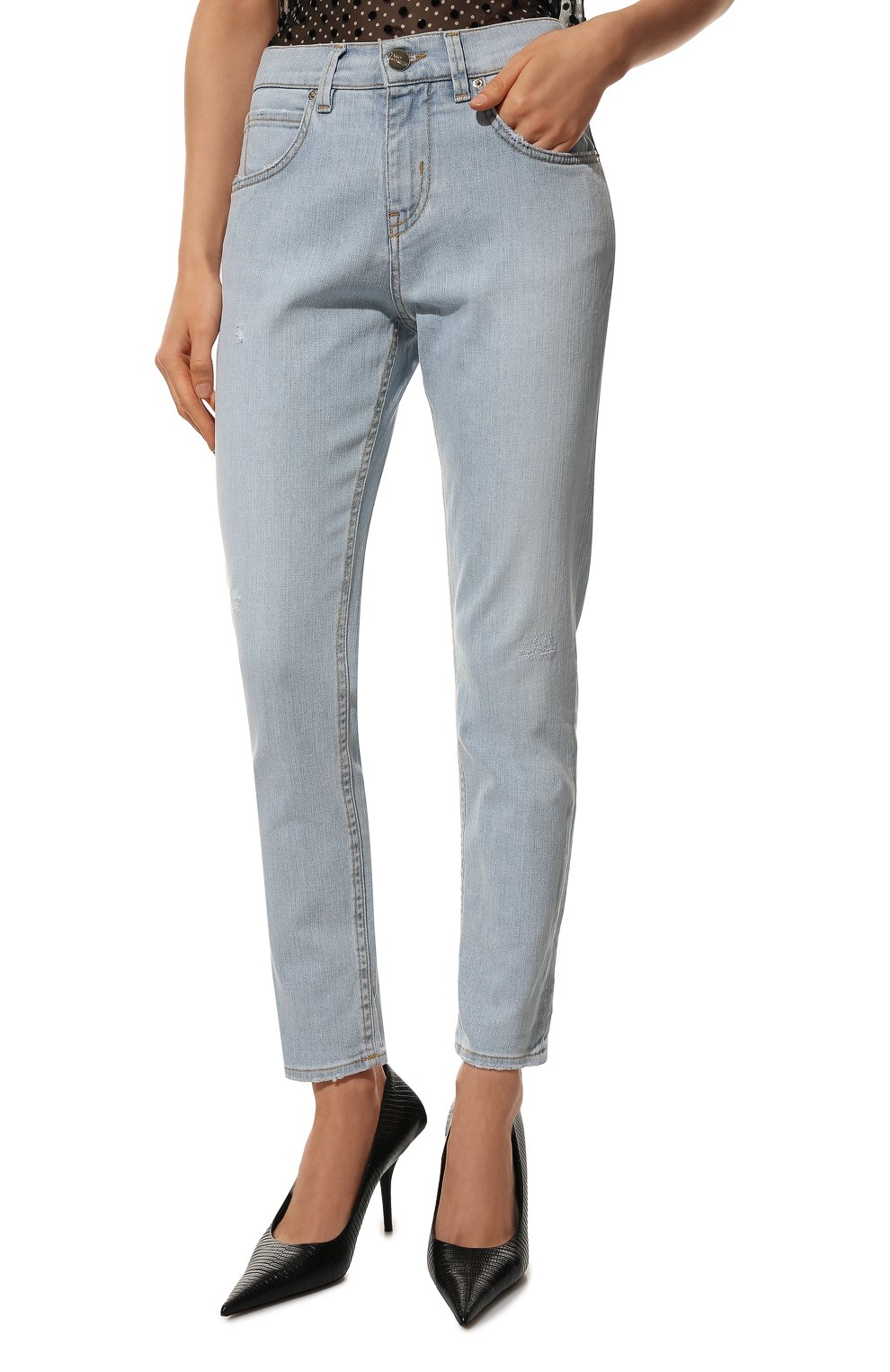 Укороченные джинсы прямого кроя с потертостями TWO WOMEN IN THE WORLD, арт. M0RICH/SHPQC, фото 3