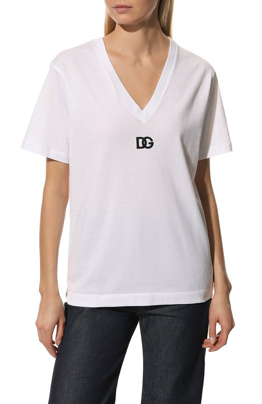 Хлопковая футболка Dolce & Gabbana F8M65Z/G7I1Z Белый  F8M65Z/G7I1Z Фото 3