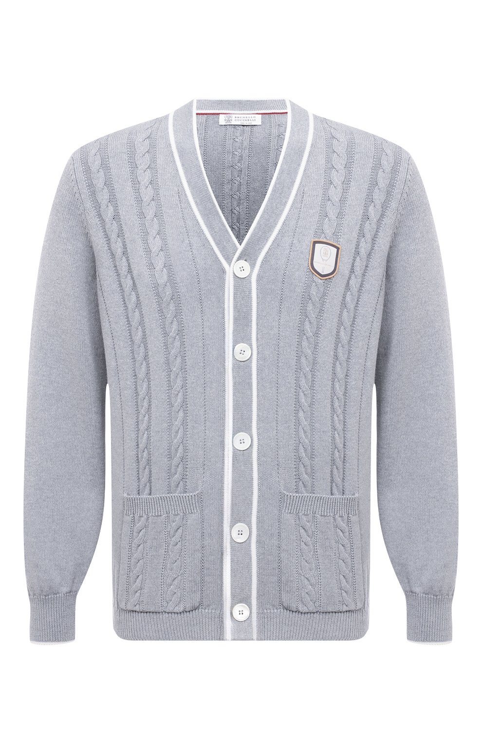Хлопковый кардиган BRUNELLO CUCINELLI серого цвета по цене 154000 руб., арт. M28707906T, фото 1 Хлопковый кардиган BRUNELLO CUCINELLI, арт. M28707906T, фото 1
