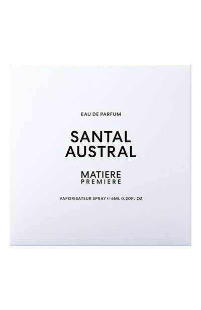 Парфюмерная вода santal austral (6ml) MATIERE PREMIERE бесцветного цвета по цене 5950 руб., арт. 3770007317278, фото 4 Парфюмерная вода santal austral (6ml) MATIERE PREMIERE, арт. 3770007317278, фото 4