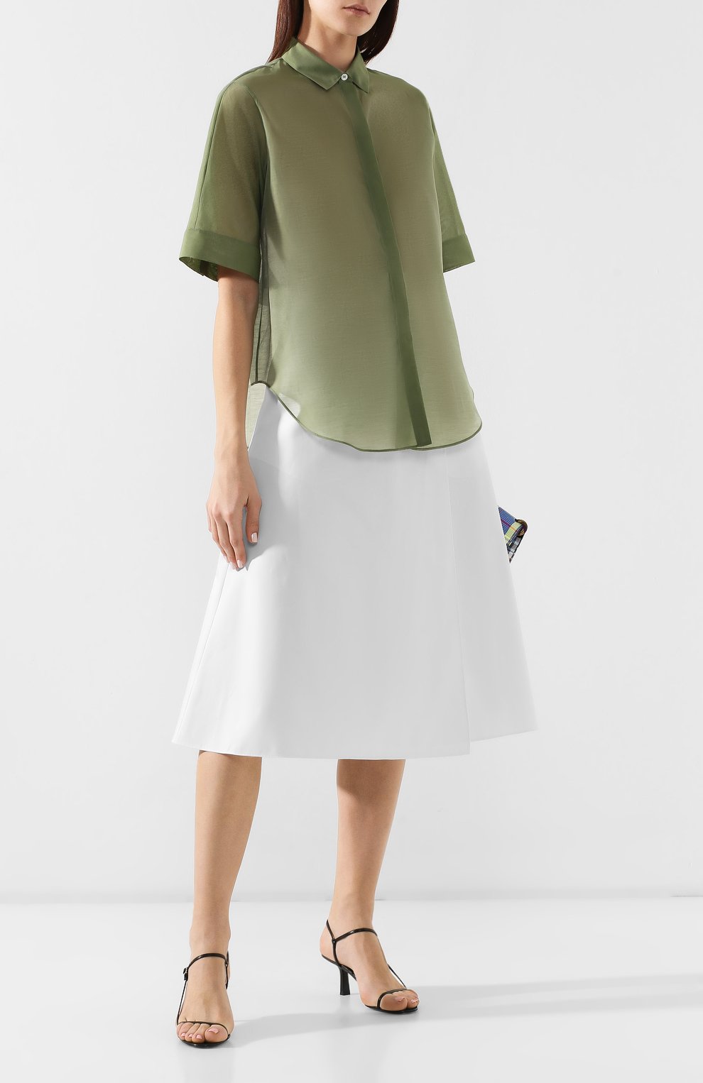 Рубашка из смеси хлопка и шелка JIL SANDER NAVY зеленого цвета по цене 32300 руб., арт. JNWM6008A/JM2550, фото 2 Рубашка из смеси хлопка и шелка JIL SANDER NAVY, арт. JNWM6008A/JM2550, фото 2