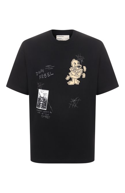 Мужская хлопковая футболка DOMREBEL черного цвета, арт. D0LLARS/T-SHIRT | Фото 1 (Длина (для топов): Стандартные; Драгоценные камни: Проставлено; Рукава: Короткие; Материал внешний: Хлопок; Материал сплава: Проставлено)