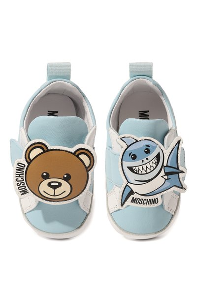 Кожаные пинектки MOSCHINO голубого цвета по цене 18700 руб., арт. 74267, фото 4 Кожаные пинектки MOSCHINO, арт. 74267, фото 4