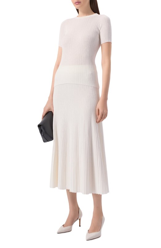 Пуловер из хлопка и шелка Agnona KT09015E/7Q180PE Белый  KT09015E/7Q180PE Фото 2