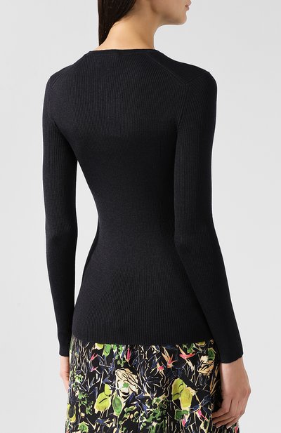 Однотонный пуловер из смеси шерсти и шелка с круглым вырезом PRADA, арт. 124B40-1RZ2-F0008, фото 4