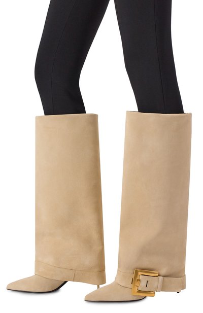 Замшевые сапоги anthem 75 BALMAIN бежевого цвета по цене 199500 руб., арт. GN1TA143/LCTA, фото 2 Замшевые сапоги anthem 75 BALMAIN, арт. GN1TA143/LCTA, фото 2