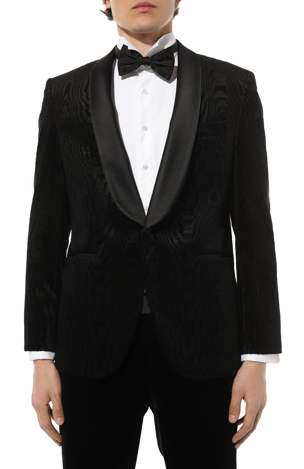 Хлопковый смокинг BOSS черного цвета по цене 86800 руб., арт. 50527994, фото 3 Хлопковый смокинг BOSS, арт. 50527994, фото 3