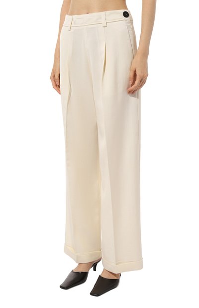 Брюки из вискозы и кашемира FORTE_FORTE кремового цвета по цене 47650 руб., арт. 10632, фото 3 Брюки из вискозы и кашемира FORTE_FORTE, арт. 10632, фото 3