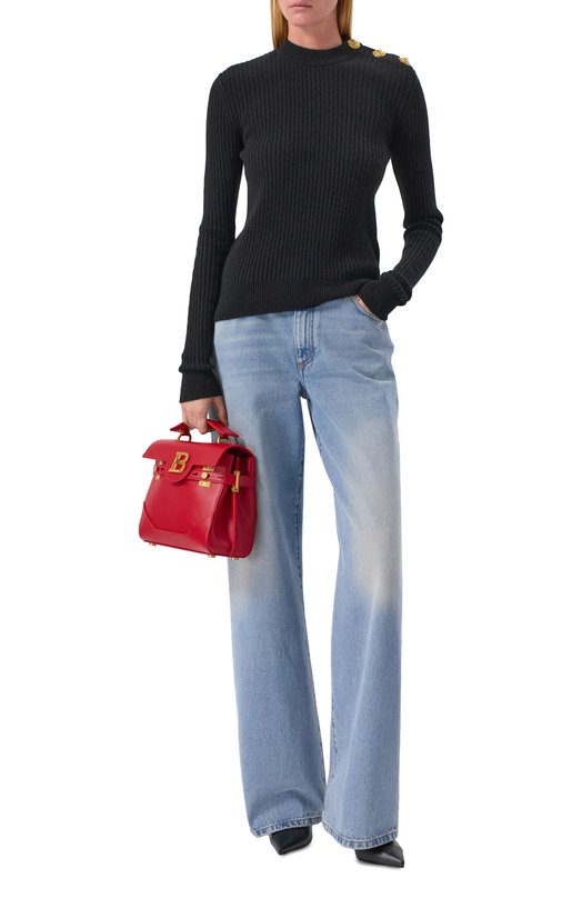 Пуловер из кашемира и шерсти Balmain FF0KD095/KJ17 Чёрный  FF0KD095/KJ17 Фото 2