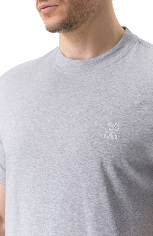 Хлопковая футболка Brunello Cucinelli M0B138440 Серый  M0B138440 Фото 5