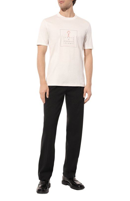 Хлопковая футболка Brunello Cucinelli M0T618312P Кремовый  M0T618312P Фото 2