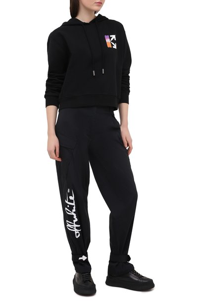 Хлопковое худи OFF-WHITE черного цвета по цене 56950 руб., арт. 0WBB016R21JER001, фото 2 Хлопковое худи OFF-WHITE, арт. 0WBB016R21JER001, фото 2
