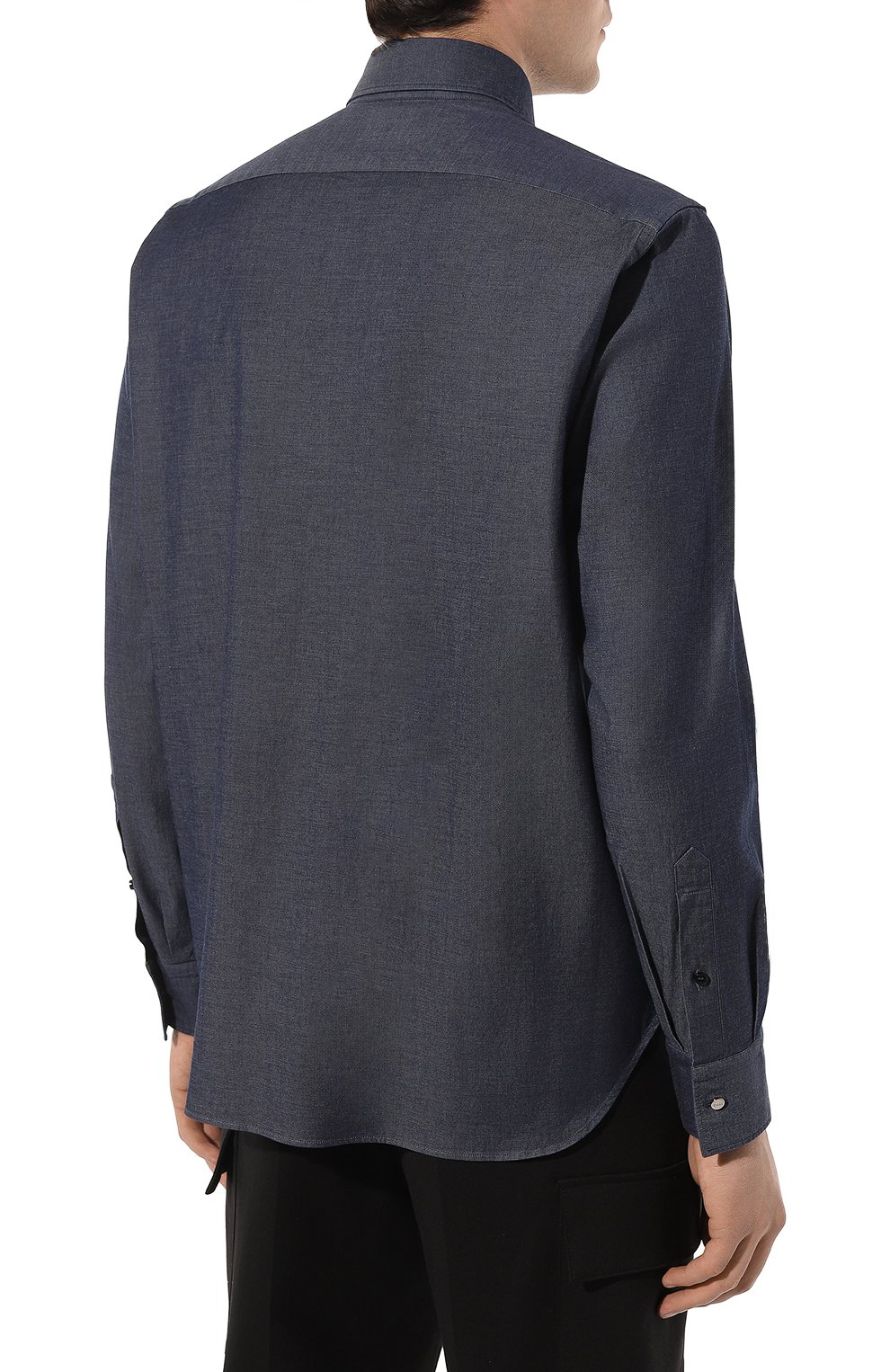 Хлопковая рубашка ZILLI темно-синего цвета по цене 75650 руб., арт. REGC02ZSLBL75ZS306709, фото 4 Хлопковая рубашка ZILLI, арт. REGC02ZSLBL75ZS306709, фото 4
