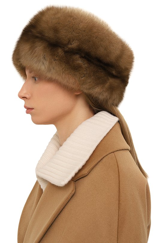 Шапка-кубанка из меха норки и соболя VICTORIA KUSENKOVA 061203641455 Бежевый  061203641455 Фото 2