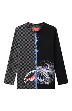 Детская хлопковый лонгслив SPRAYGROUND черного цвета, арт. SPY919 | Фото 1 (Рукава: Длинные; Драгоценные камни: Проставлено; Материал сплава: Проставлено; Мальчики Кросс-КТ: Лонгслив-одежда; Материал внешний: Хлопок; Ростовка одежда: 10 - 11 лет | 140 - 146см, 12 лет | 152 см, 8 лет | 128 см, 16 лет | 164 см, 13 - 15 лет | 158 см)
