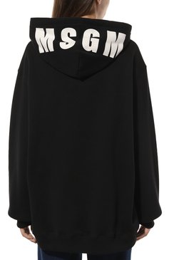 Женский хлопковое худи MSGM черного цвета, арт. 2000MDM535 200001 | Фото 4 (Материал внешний: Хлопок; Материал сплава: Проставлено; Рукава: Длинные; Драгоценные камни: Проставлено; Длина (для топов): Удлиненные; Стили: Спорт-шик; Женское Кросс-КТ: Худи-одежда)
