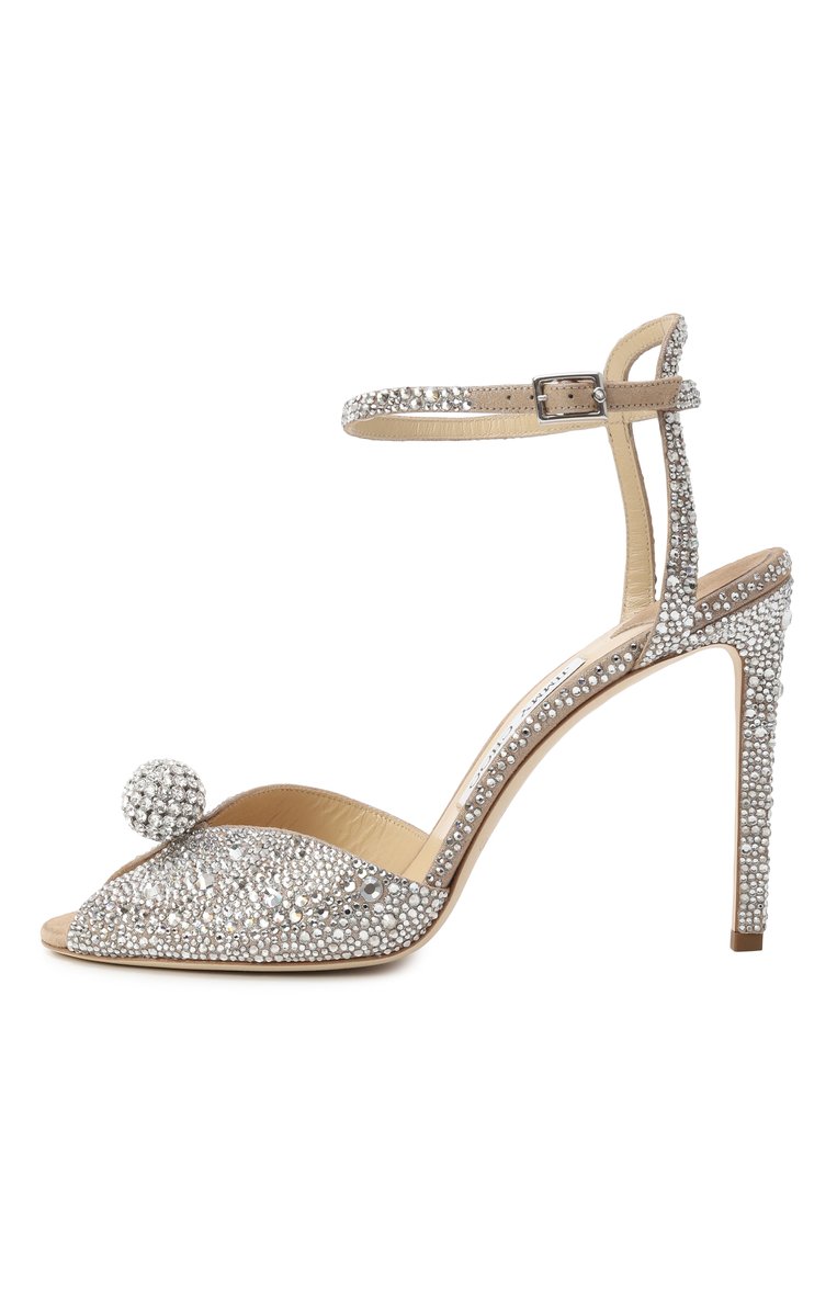 Женские кожаные босоножки sacora 100 JIMMY CHOO серебряного цвета, арт. SAC0RA 100/PHZ | Фото 4 (Подошва: Плоская; Материал внешний: Натуральная кожа; Каблук высота: Высокий; Материал внутренний: Натуральная кожа; Каблук тип: Шпилька)
