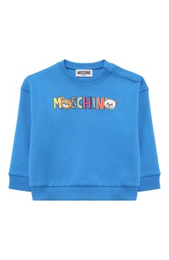 Детский комплект из свитшота и брюк MOSCHINO синего цвета, арт. MNK039/LCA64 | Фото 2 (Материал сплава: Проставлено; Материал внешний: Хлопок; Нос: Не проставлено; Случай: Повседневный)