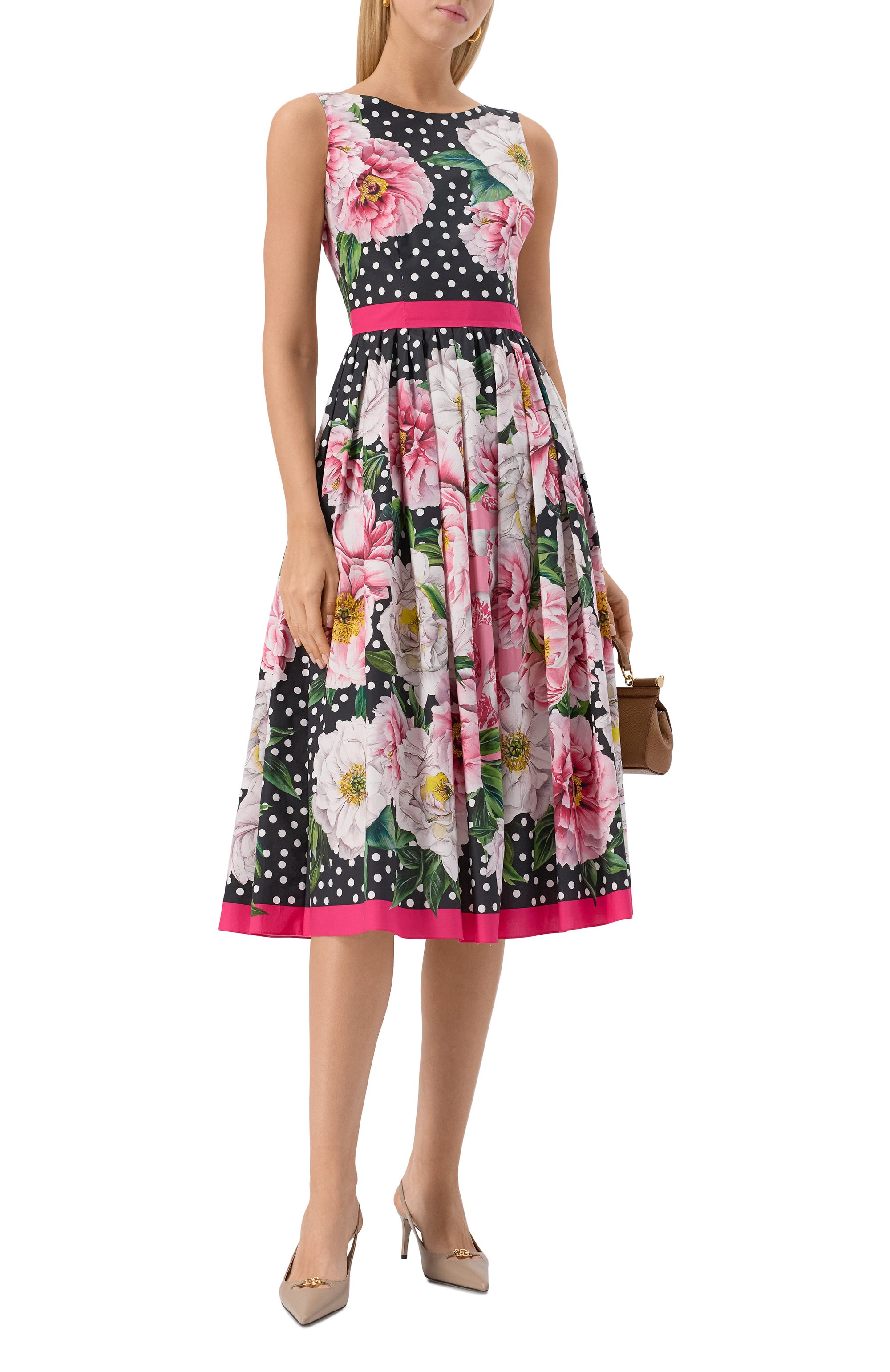 Хлопковое платье DOLCE & GABBANA черно-белого цвета по цене 257500 руб., арт. I6JP5W/HH5ES, фото 2 Хлопковое платье DOLCE & GABBANA, арт. I6JP5W/HH5ES, фото 2