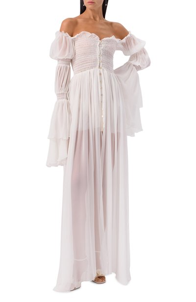 Шелковое платье BLUMARINE кремового цвета по цене 281500 руб., арт. 4A331A, фото 2 Шелковое платье BLUMARINE, арт. 4A331A, фото 2