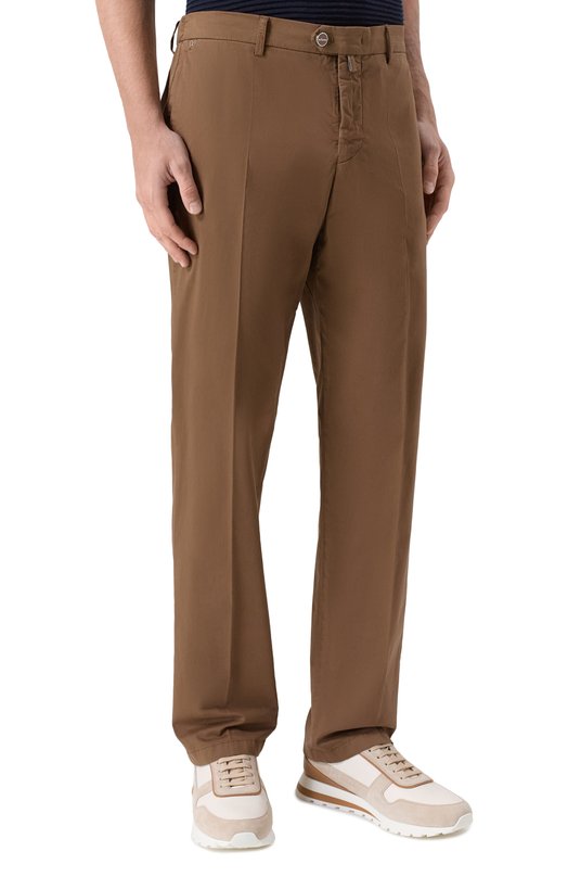Хлопковые брюки Kiton UFPPERK0600H07 Коричневый  UFPPERK0600H07 Фото 3