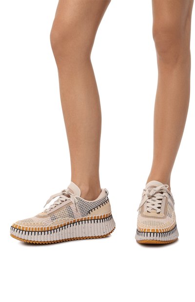 Текстильные кроссовки nama CHLOÉ светло-бежевого цвета по цене 87550 руб., арт. CHC22S579Y0, фото 3 Текстильные кроссовки nama CHLOÉ, арт. CHC22S579Y0, фото 3