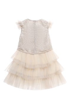 Детское платье ELIE SAAB JUNIOR светло-бежевого цвета, арт. EFAB006 LU TS0666 | Фото 2 (Случай: Вечерний; Рукава: Короткие; Материал внешний: Синтетический материал; Материал сплава: Проставлено; Драгоценные камни: Проставлено; Материал подклада: Вискоза)