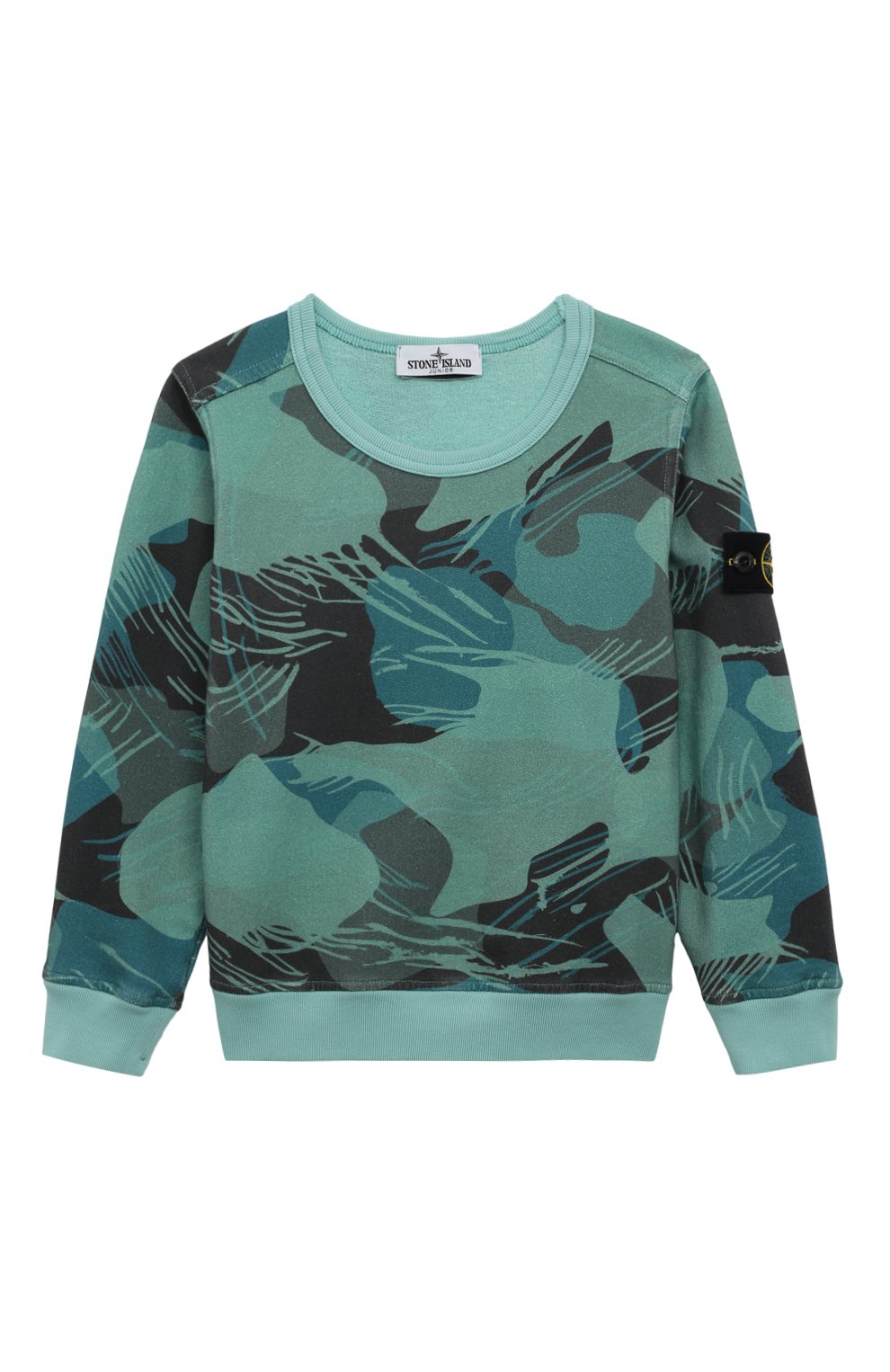 Хлопковый свитшот STONE ISLAND зеленого цвета по цене 21550 руб., арт. 801663320/10-12, фото 1 Хлопковый свитшот STONE ISLAND, арт. 801663320/10-12, фото 1