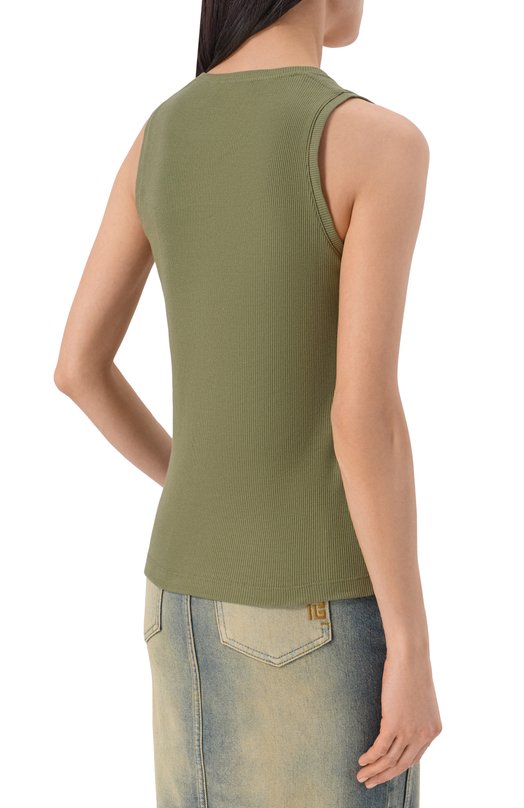 Хлопковая майка Balmain GF0EB075/BD10 Хаки  GF0EB075/BD10 Фото 4