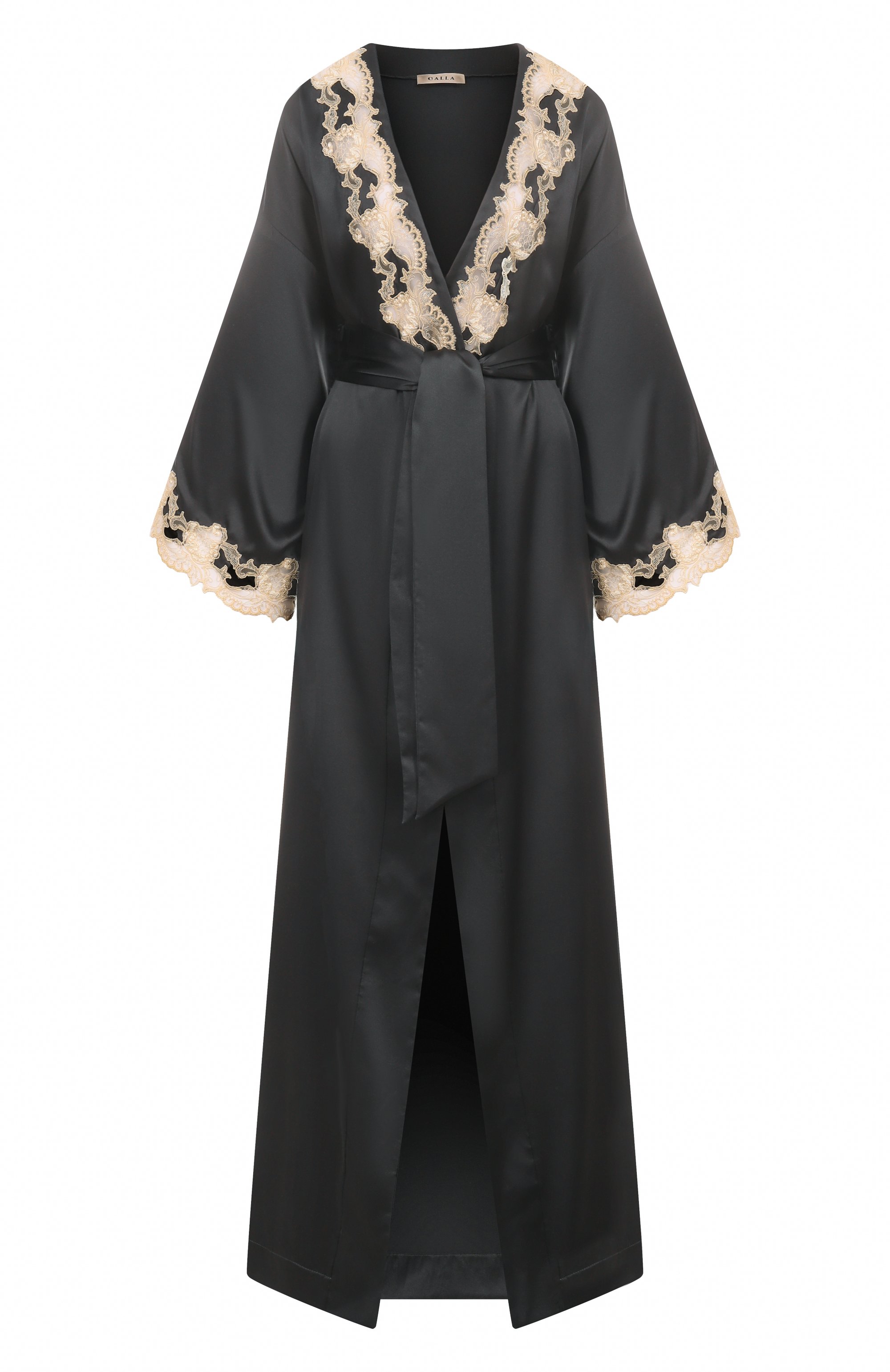 Шелковый халат C.ALLA черного цвета по цене 139500 руб., арт. 333/L0NG, фото 1 Шелковый халат C.ALLA, арт. 333/L0NG, фото 1