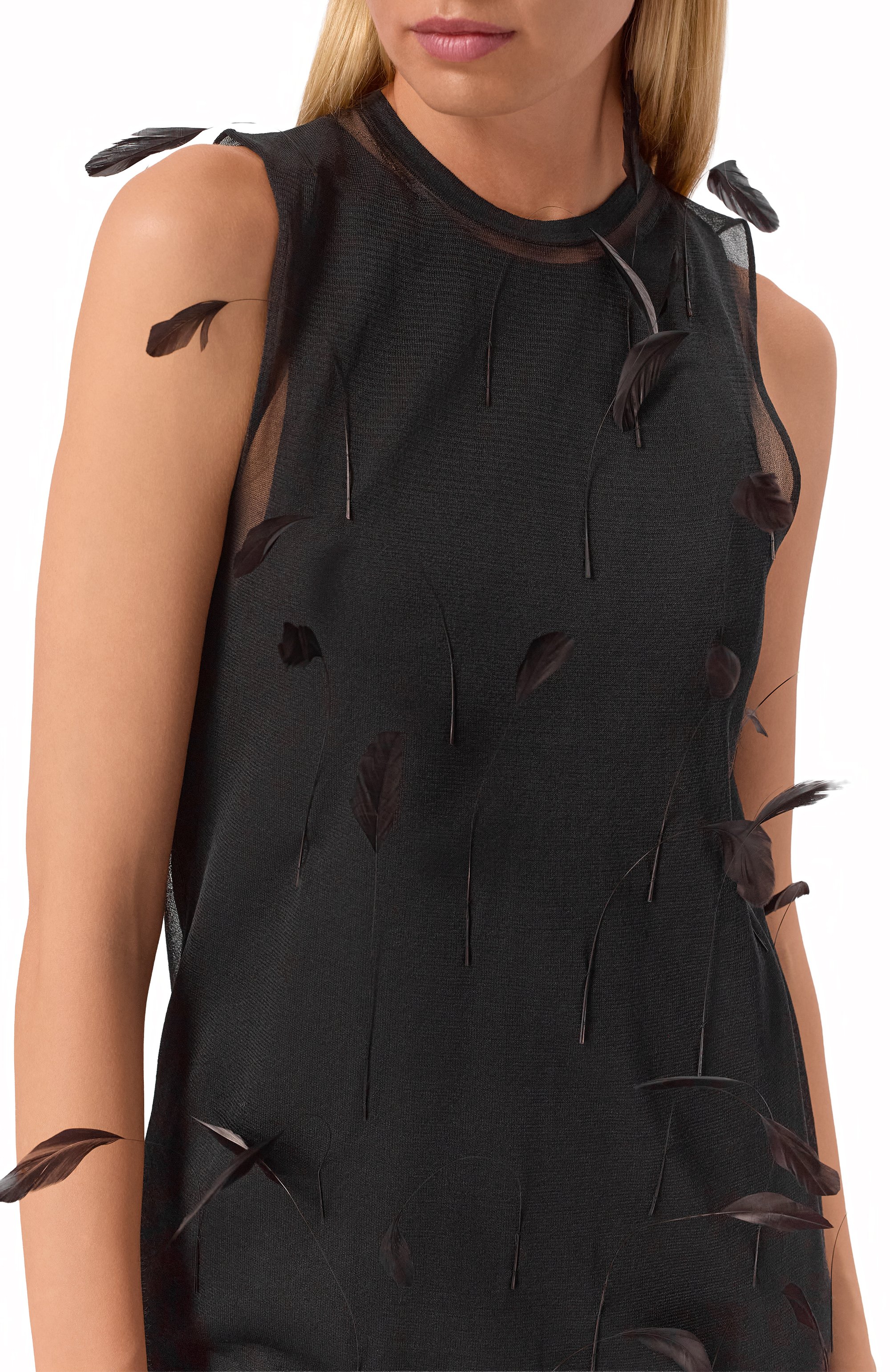 Шелковое платье с отделкой перьями JIL SANDER, арт. J03CT0548/J16141, фото 4