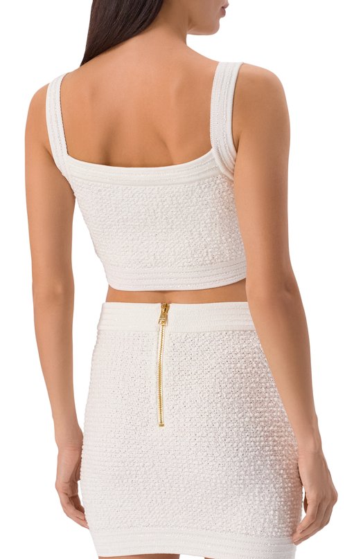 Твидовый топ Balmain FF1AB052/KI74 Белый  FF1AB052/KI74 Фото 4