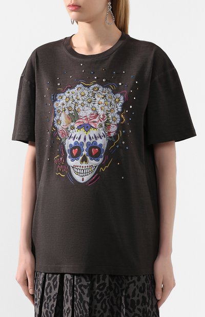 Хлопковая футболка MIU MIU, арт. MJN196-1WNO-F0002, фото 3