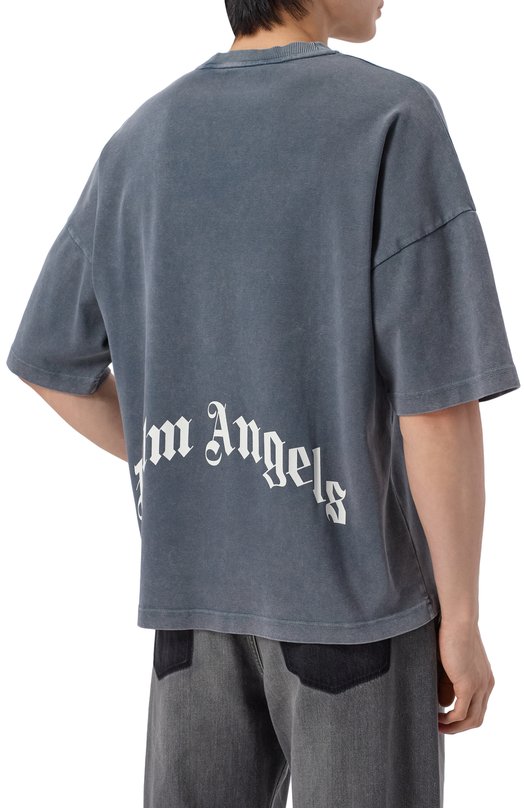 Хлопковая футболка Palm Angels PMAA10DS26JER007 Серый  PMAA10DS26JER007 Фото 4