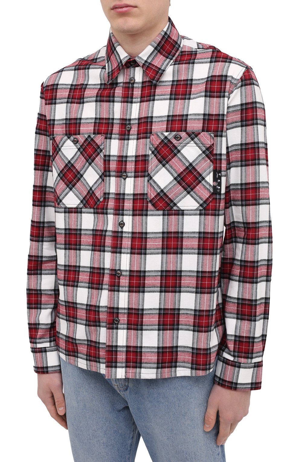 Хлопковая рубашка OFF-WHITE красного цвета по цене 59850 руб., арт. 0MGA133R21FAB002, фото 3 Хлопковая рубашка OFF-WHITE, арт. 0MGA133R21FAB002, фото 3