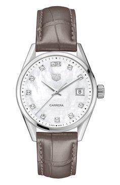 Женские часы carrera TAG HEUER бесцветного цвета, арт. WBK1318.FC8258 | Фото 1 (Механизм: Кварц; Цвет циферблата: Перламутровый; Материал корпуса: Сталь; Региональные ограничения белый список (Axapta Mercury): Не проставлено; Нос: Не проставлено)