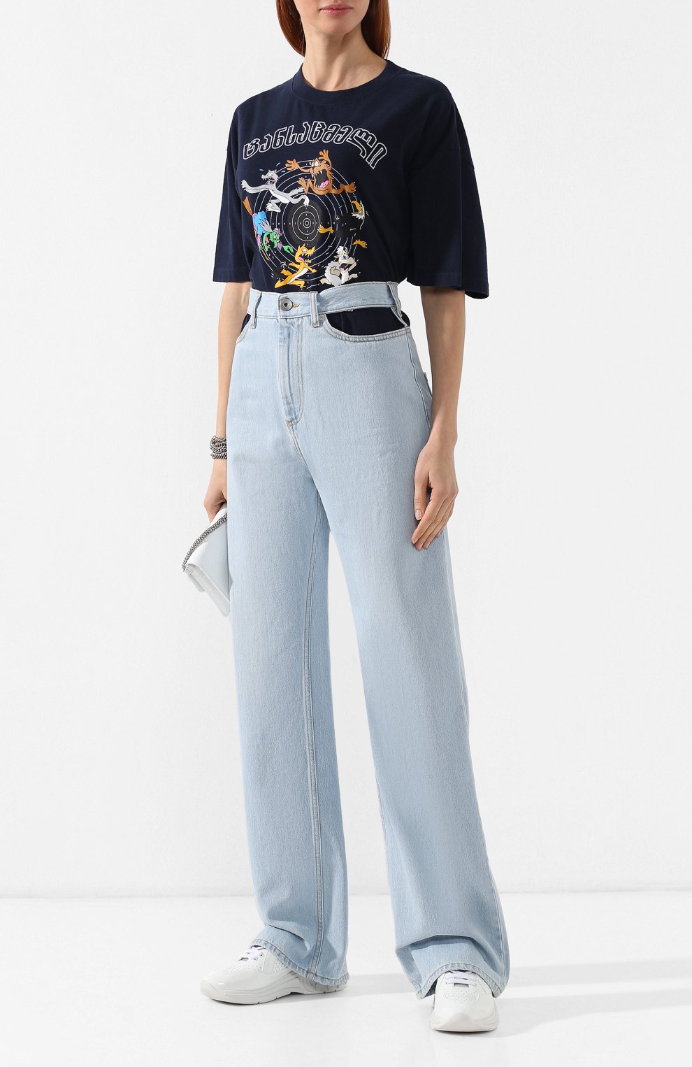Хлопковая футболка VETEMENTS темно-синего цвета по цене 39150 руб., арт. USS197070/W, фото 2 Хлопковая футболка VETEMENTS, арт. USS197070/W, фото 2