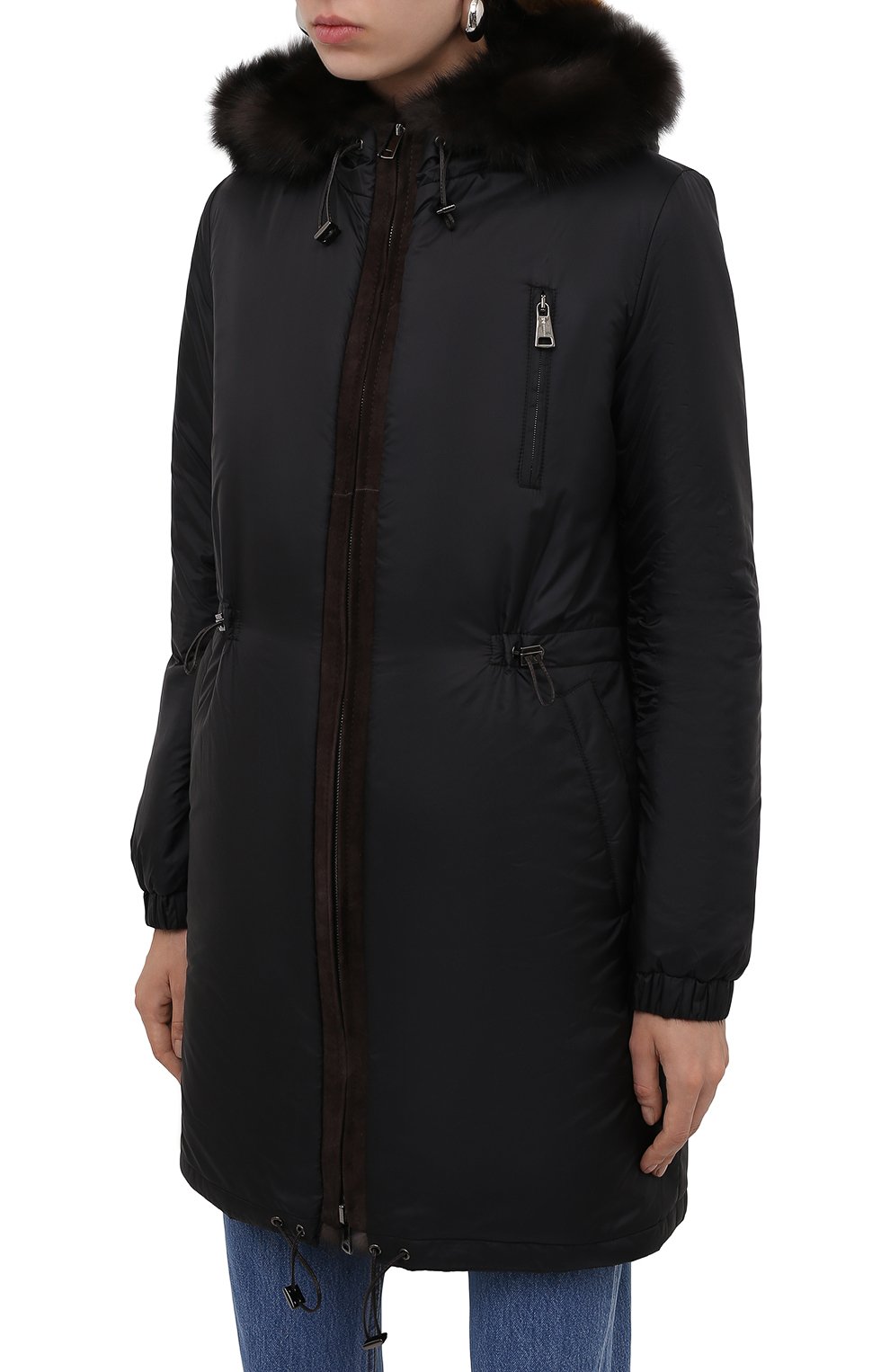 Куртка с подкладкой из меха соболя MANZONI24, арт. 21M551-ZNY/EXTRA DARK/38-46, фото 3