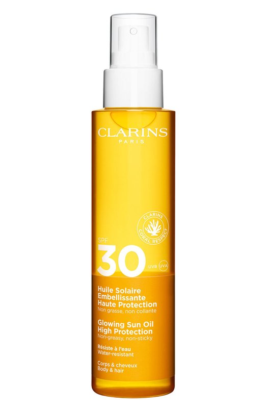 фото Солнцезащитное масло для тела и волос spf 30 huile solaire embellisante (150ml) clarins