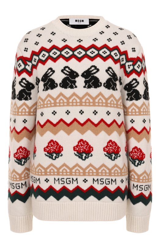Свитер из шерсти и кашемира MSGM 3941MDM224/257750 Кремовый 3941MDM224/257750