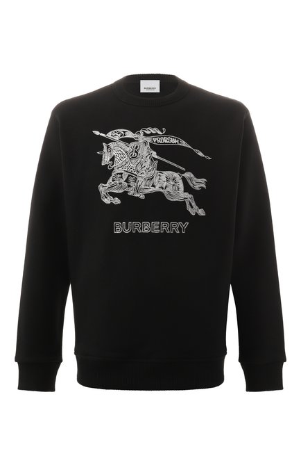 Мужской хлопковый свитшот BURBERRY черного цвета, арт. 8072777 | Фото 1 (Драгоценные камни: Проставлено; Рукава: Длинные; Материал сплава: Проставлено; Длина (для топов): Стандартные)