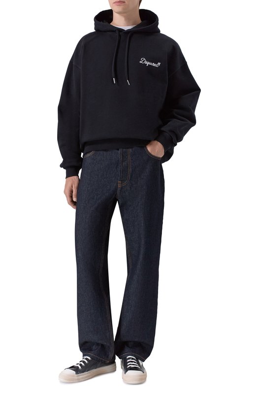 Хлопковое худи Dsquared2 S74GU0929/D25029 Чёрный  S74GU0929/D25029 Фото 2