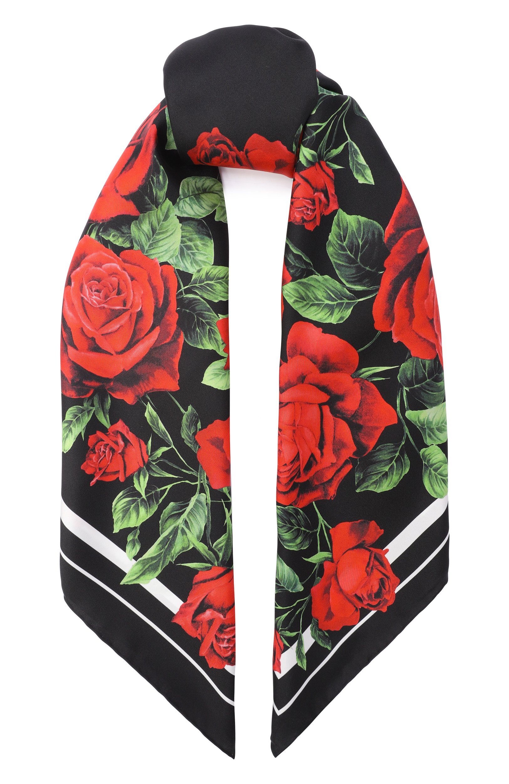 Шелковый платок DOLCE & GABBANA черного цвета по цене 69950 руб., арт. FN090R/GDDW3, фото 1 Шелковый платок DOLCE & GABBANA, арт. FN090R/GDDW3, фото 1