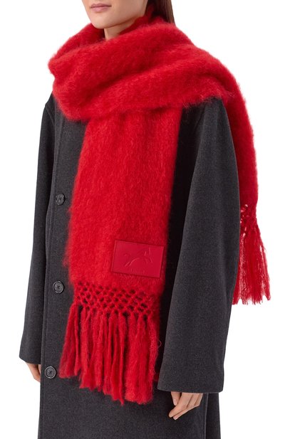 Шерстяной шарф JIL SANDER красного цвета по цене 64700 руб., арт. J53TE0005/J40041, фото 2 Шерстяной шарф JIL SANDER, арт. J53TE0005/J40041, фото 2