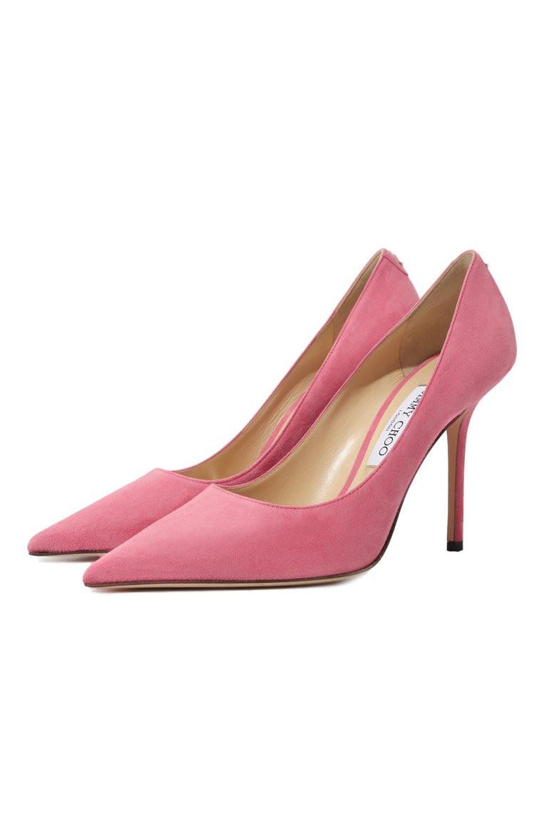 Женские замшевые туфли love 100 JIMMY CHOO розового цвета, арт. L0VE 100/BWJ | Фото 1 (Подошва: Плоская; Материал внутренний: Натуральная кожа; Каблук высота: Высокий; Каблук тип: Шпилька; Материал внешний: Натуральная кожа, Замша)