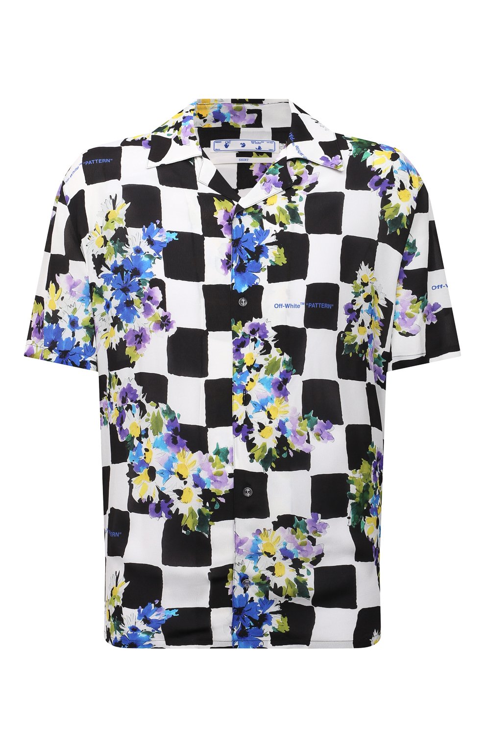 Рубашка из вискозы OFF-WHITE черно-белого цвета по цене 43050 руб., арт. 0MGA163S21FAB001, фото 1 Рубашка из вискозы OFF-WHITE, арт. 0MGA163S21FAB001, фото 1