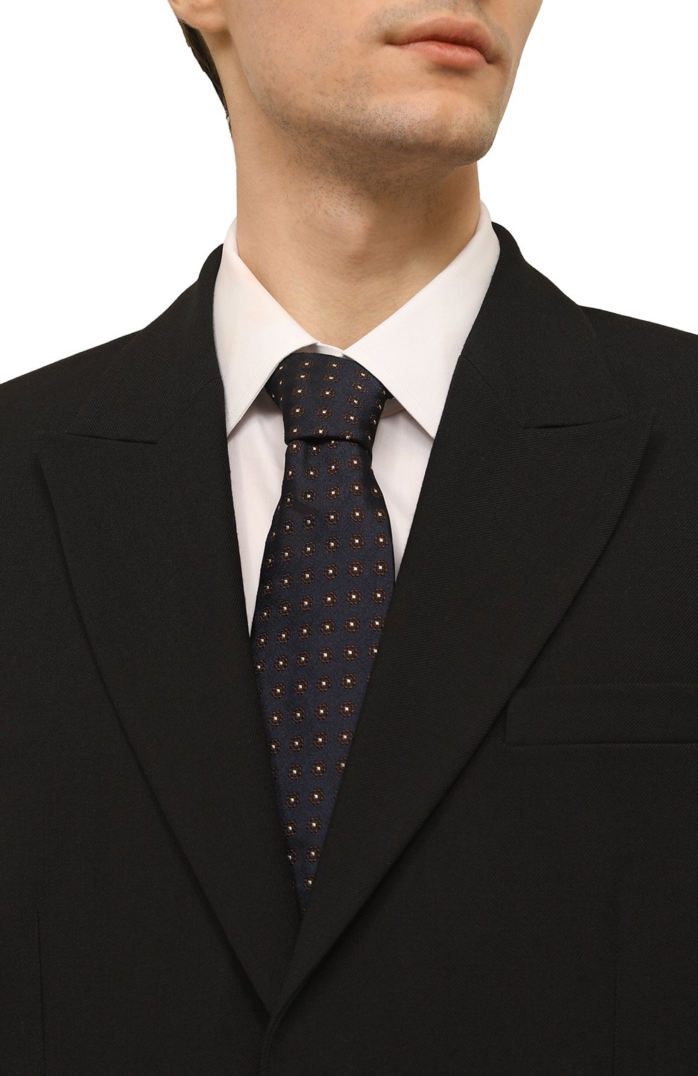 Галстук из шелка и хлопка CORNELIANI темно-синего цвета по цене 13900 руб., арт. 91U302-3120326, фото 2 Галстук из шелка и хлопка CORNELIANI, арт. 91U302-3120326, фото 2